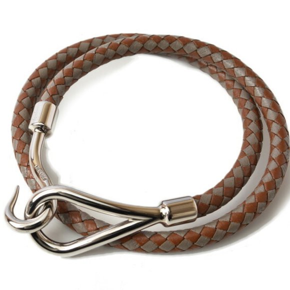 Hermes bangle bracelet jumbo leather brown gray silver metal fittings - Picture 1 of 4